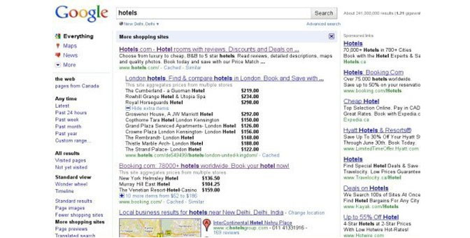 Google prix hotels