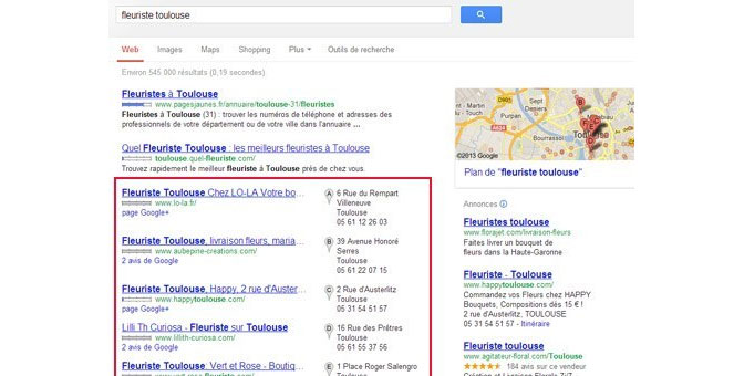 recherche locale sur Google